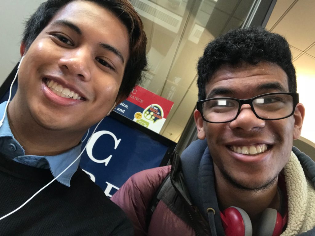 selfie of two young men on a college campus