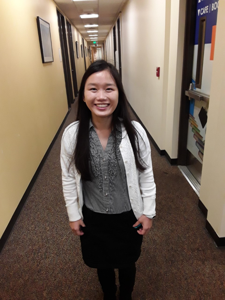 a young woman dressed up for an interview