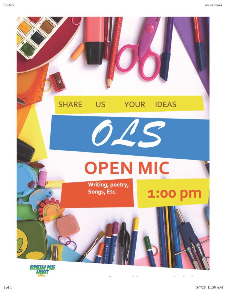 Flier for open mic club