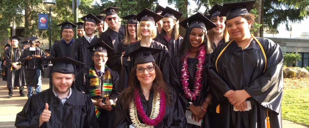 graduates in caps and gowns