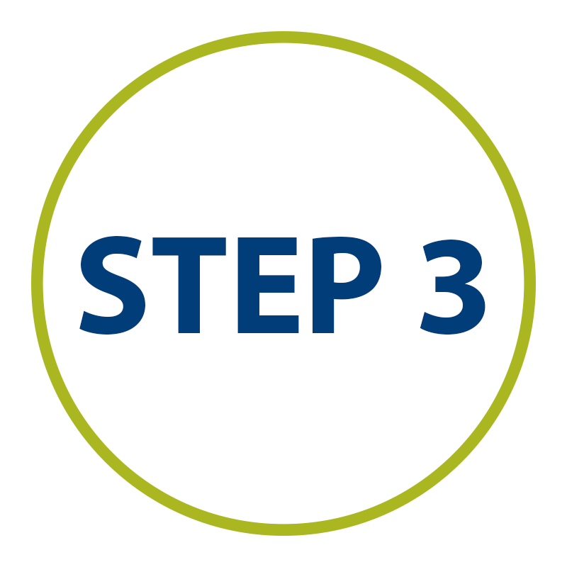 graphic: Step Three in green circle