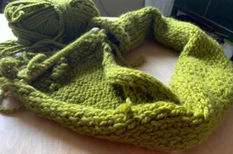 green knitted scarf