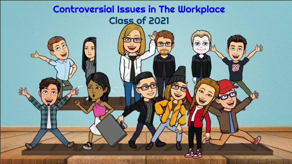 Bitmojis of OLS students enrolled in Controversial Issues course