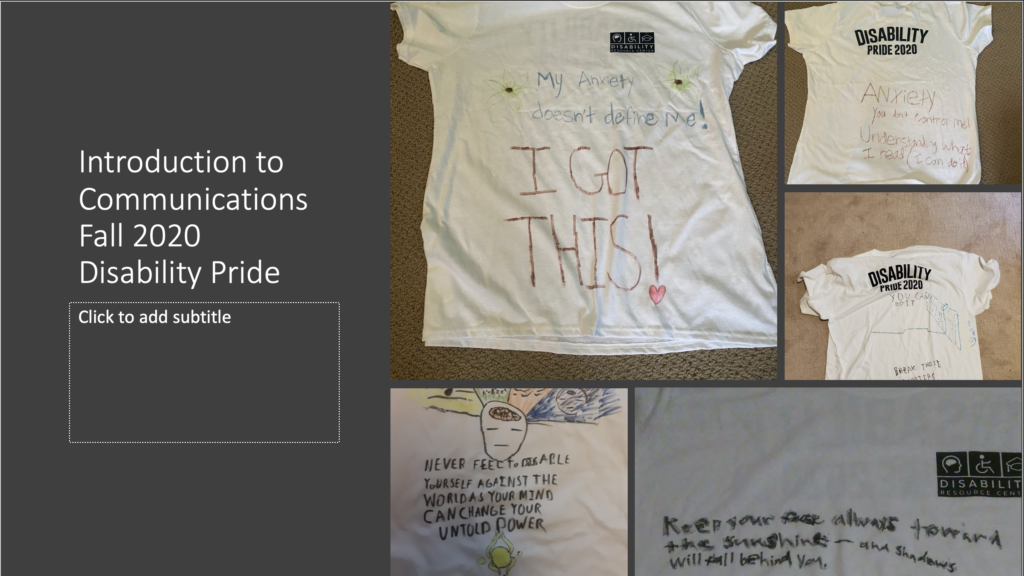 collage of Disability Prode t-shirts decorated by OLS Students