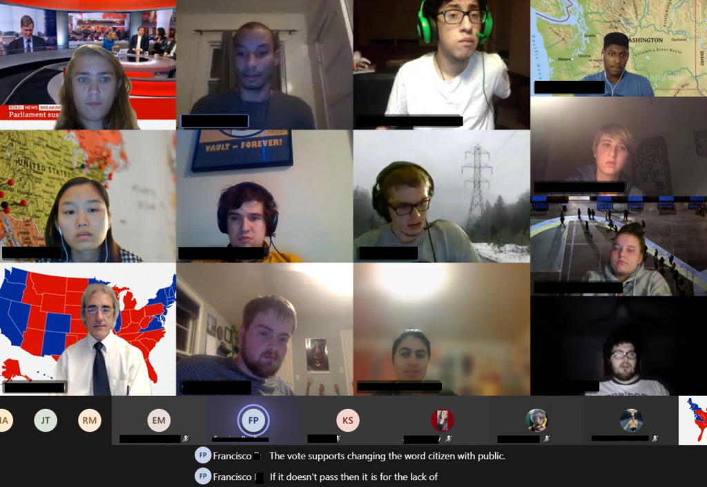 screenshot of OLS students in Microsoft Teams meeting 