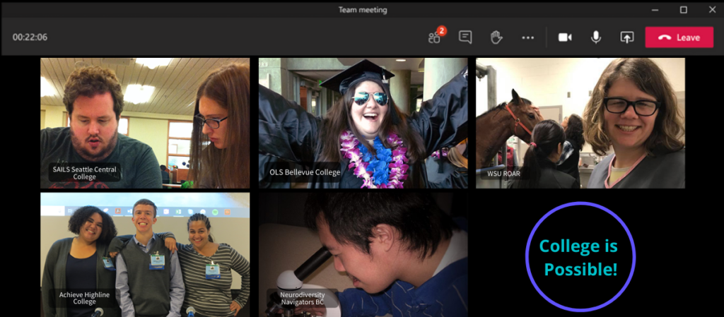 images of college students made to look like they in a Microsoft Teams meeting