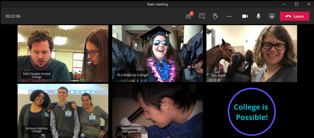images of college students made to look like they in a Microsoft Teams meeting 