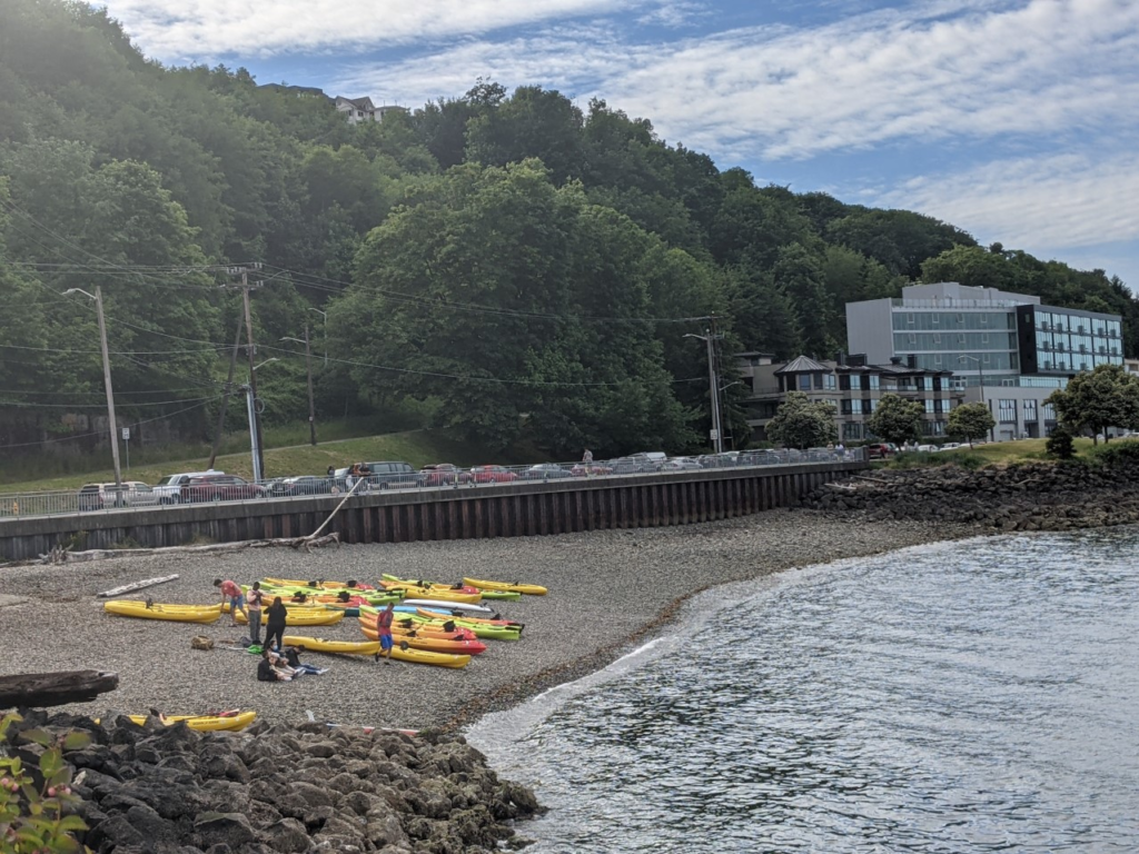 Group preparing to go kayaking