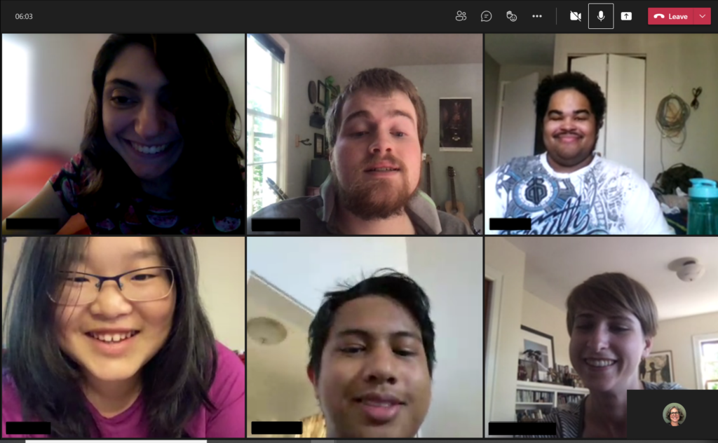 Screenshot of OLS Bellevue College Students in Microsoft Teams meeting