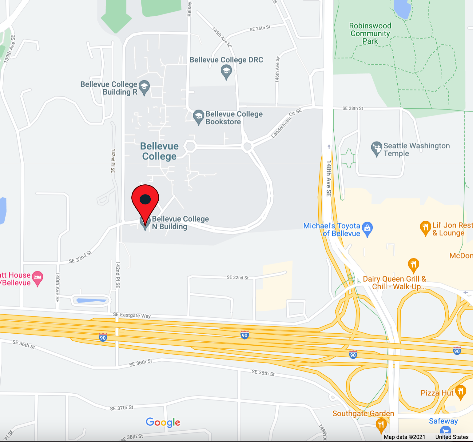  Google map location of OLS Bellevue College location