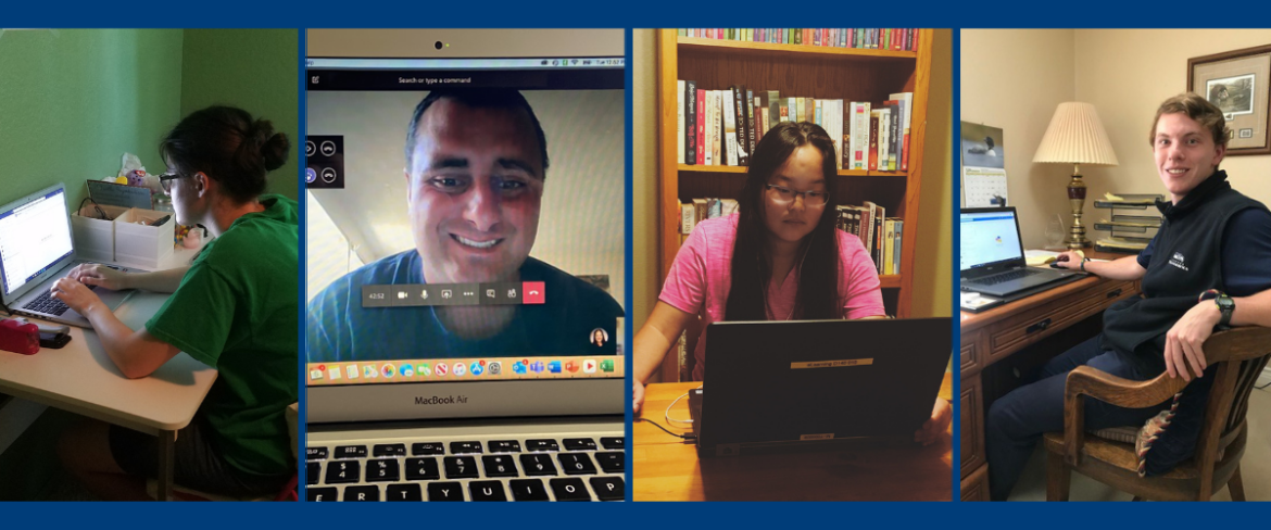 Four OLS students attending classes online