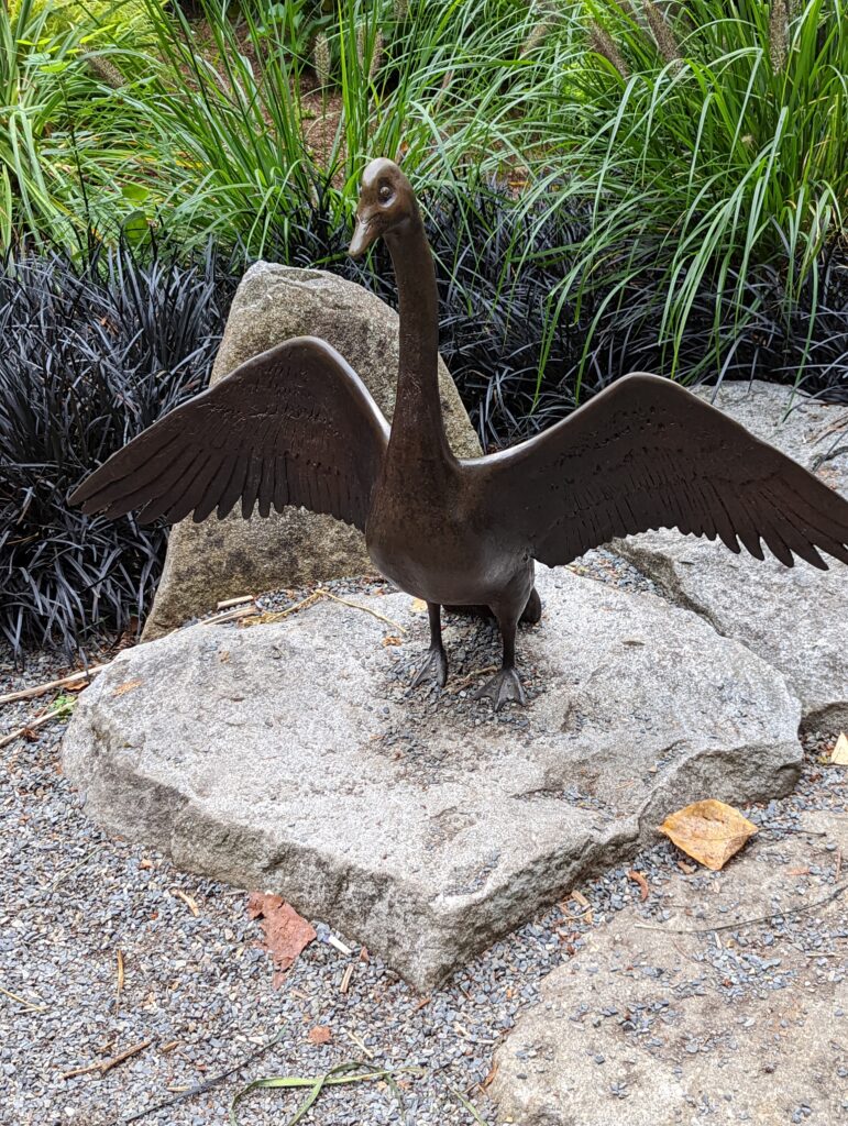 a statue of a duck