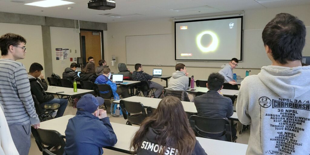 OLS Bellevue College students observe the 2024 eclipse virutally.