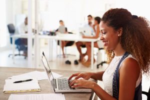 woman using laptop