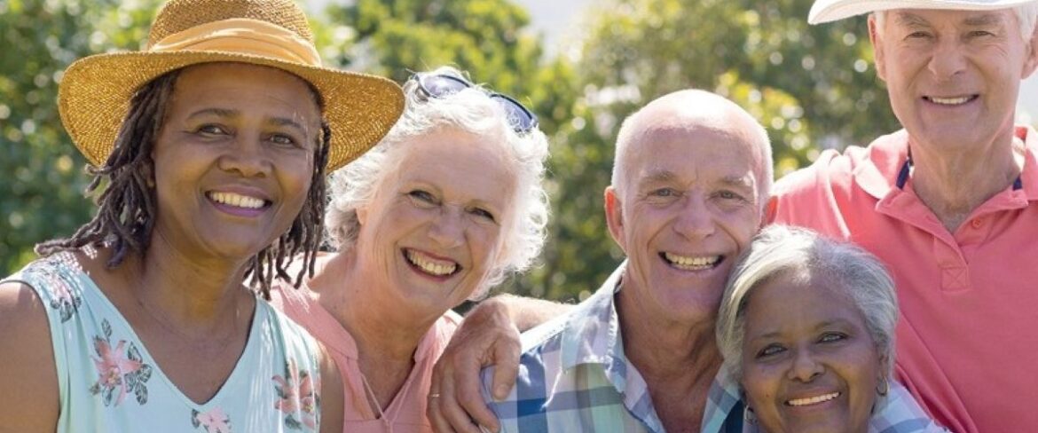 Smiling group of diverse mature adults