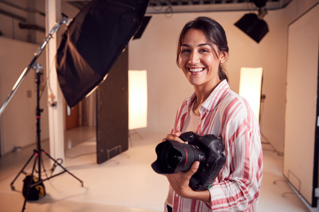 portrait of woman photography with equipment