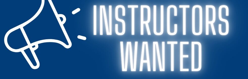 Blue box stating Bellevue College Community Education is looking for personal enrichment instructors
