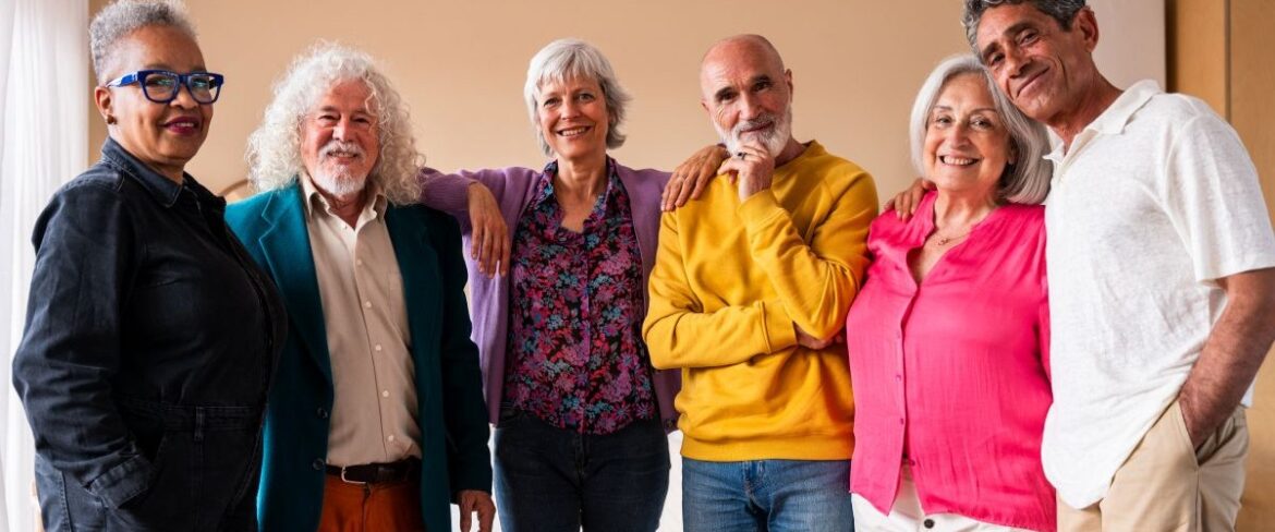 Group of diverse mature adults smiling