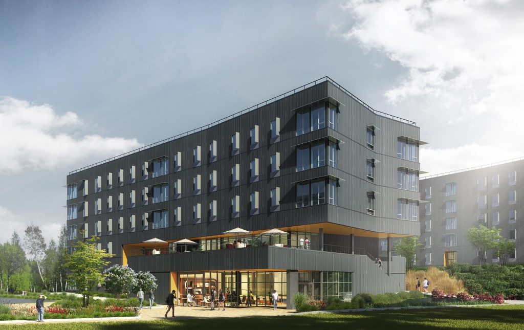 Artist rendering of proposed student housing building