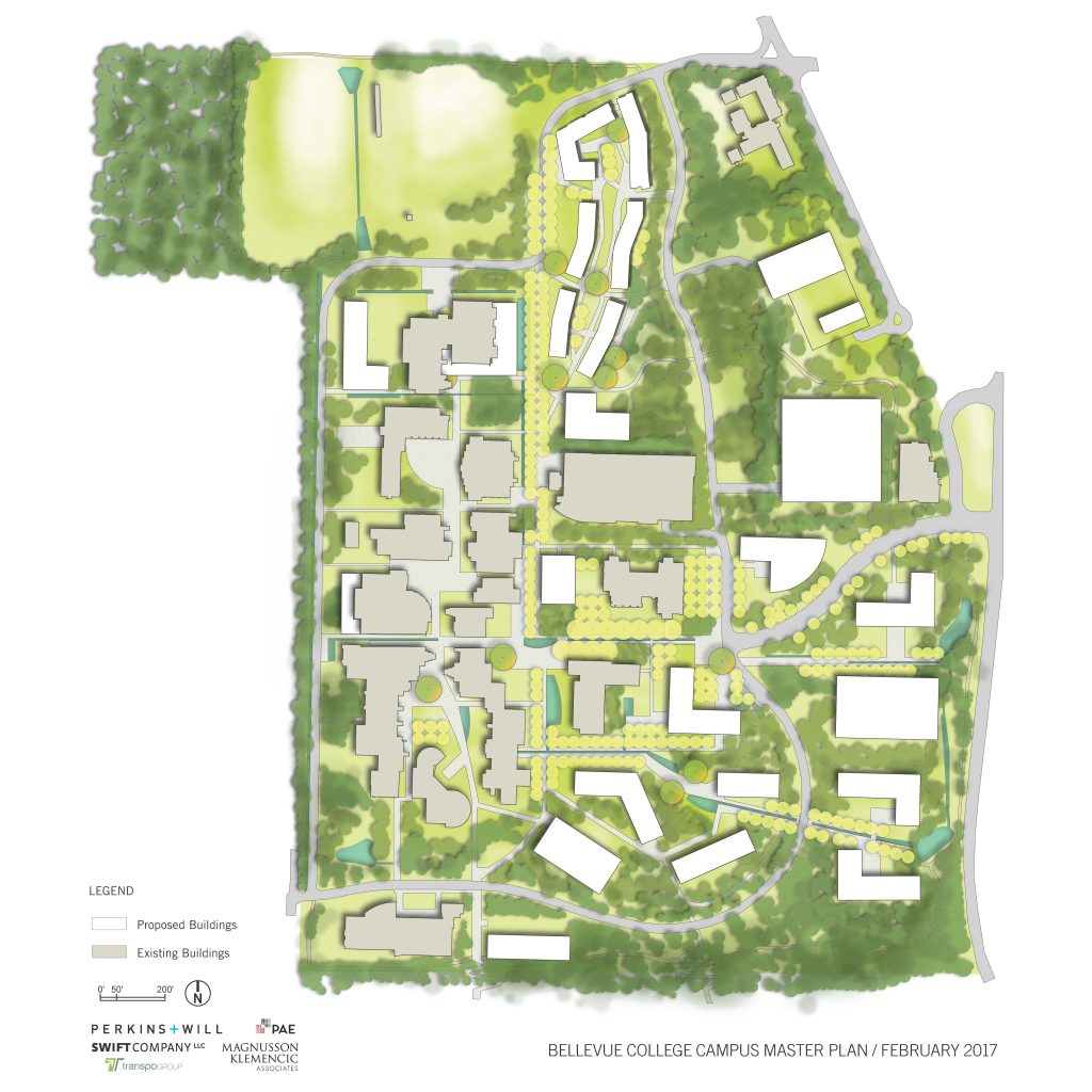 Vector map showing current structures and potential building sites