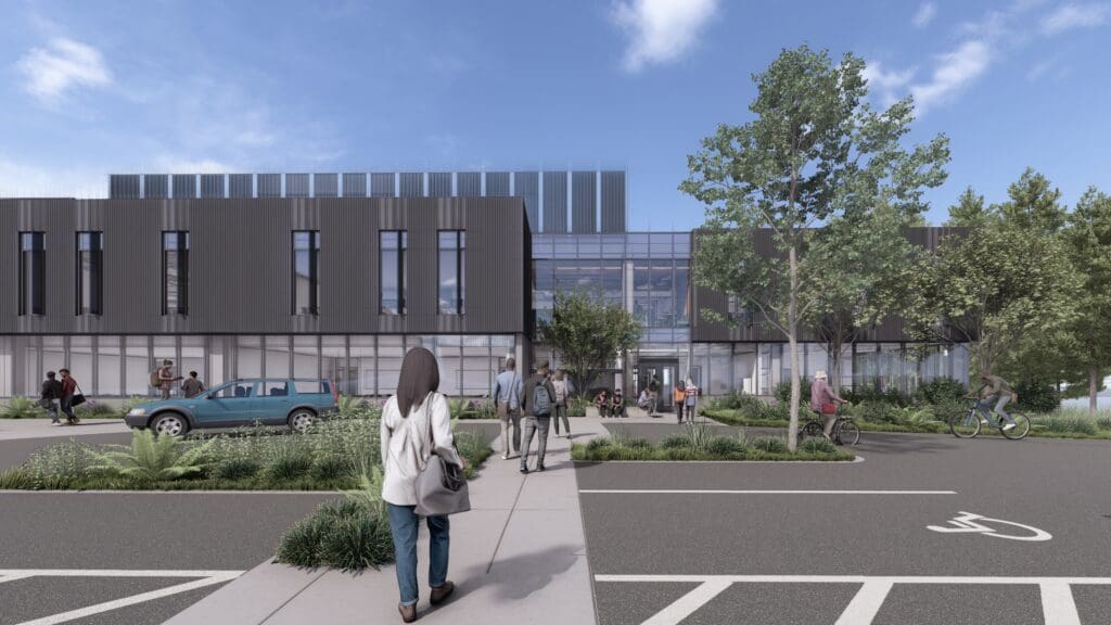 Artist rendering of north west entrance of W Building