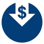 Arrow pointing down with dollar sign in middle