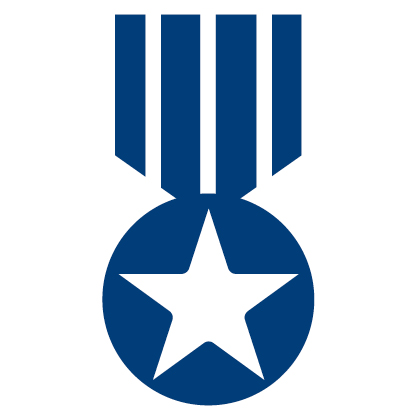 blue medal icon with star in middle of circle