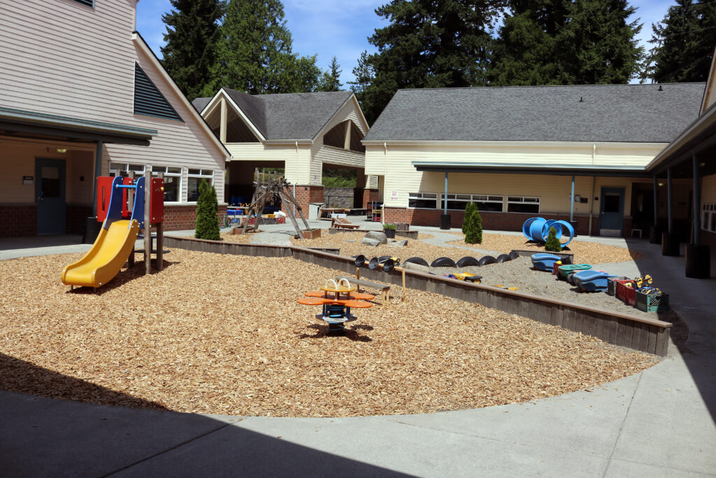 Outdoor playground at the Early Learning Center on Bellevue College's main campus.