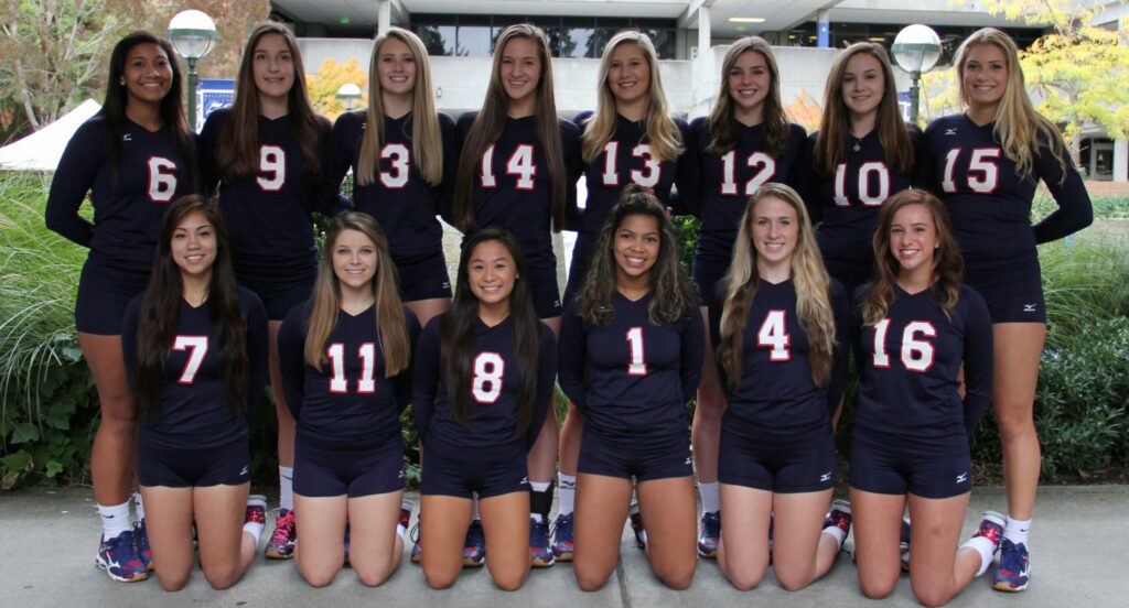 Photo of 2015 Bellevue College volleyball team