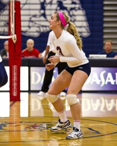 Sophomore Kayley Watkins led Bellevue with 22 kills in the difficult road win at Shoreline. photo by Rick Dworkis.