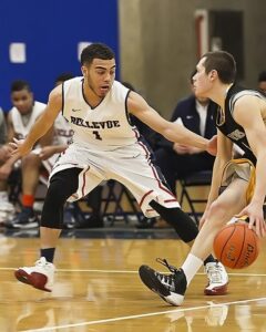 Sophomore Jalen Ward was five of seven from three point range and had 18 points in the NWAC All-Star Game. photo by Rich Dworkis.