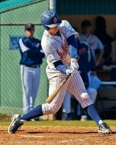 Zach Usselman has a 2 RBI double to lead Bellevue to a 5-2 win over Chemeketa. photo by Rich Dworkis.