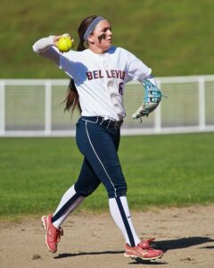 Sophomore shortstop Erin Scott came up big all weekend at the plate with two 3-hit games. photo by Rich Dworkis.