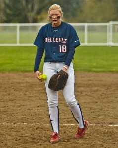 Brooke Bonsen threw a complete game shutout in game one over Skagit Valley. photo by Rich Dworkis.