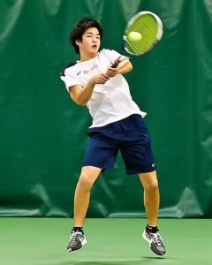 Shinya Maruyama won #2 singles in the match vs. Spokane. photo by Rich Dworkis