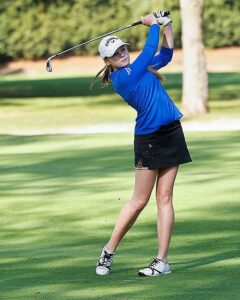 Kendra Meeker shot an opening day 79 to finish tied for fourth overall at the NWAC League Match at AppleTree GC in Yakima. photo by Rich Dworkis. 