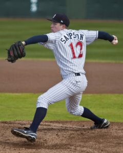 Adrian Sampson pitching for Bellevue College in 2011