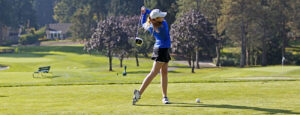 Kendra Meeker led the BC women's golf team at the Saint Martin's Invite. photo by Rich Dworkis. 