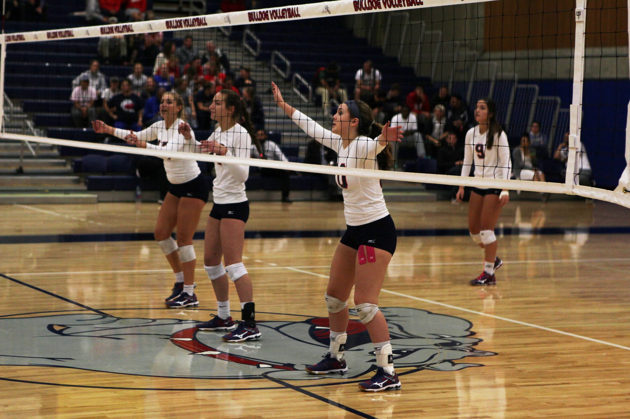Bellevue College front row players get ready against Edmonds
