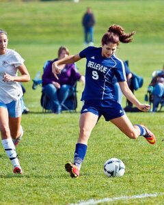 Defender Gaby Adamson anchored Bellevue's solid defense in the shutout win over previously undefeated Highline. photo by Rich Dworkis.