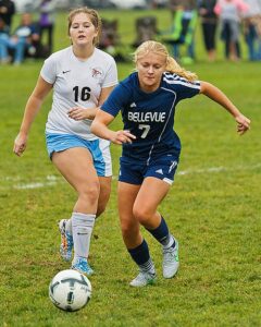 Anna Roslander scored her eleventh goal of the year to put her near the top of NWAC leaders in the 2-0 win over Pierce. photo by Rich Dworkis.