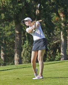 Sophomore captain Meg McMullen tied teammate Lindsay Gullikson with a two-day total of 163, the lowest two-day total score in the field. photo by Rich Dworkis.