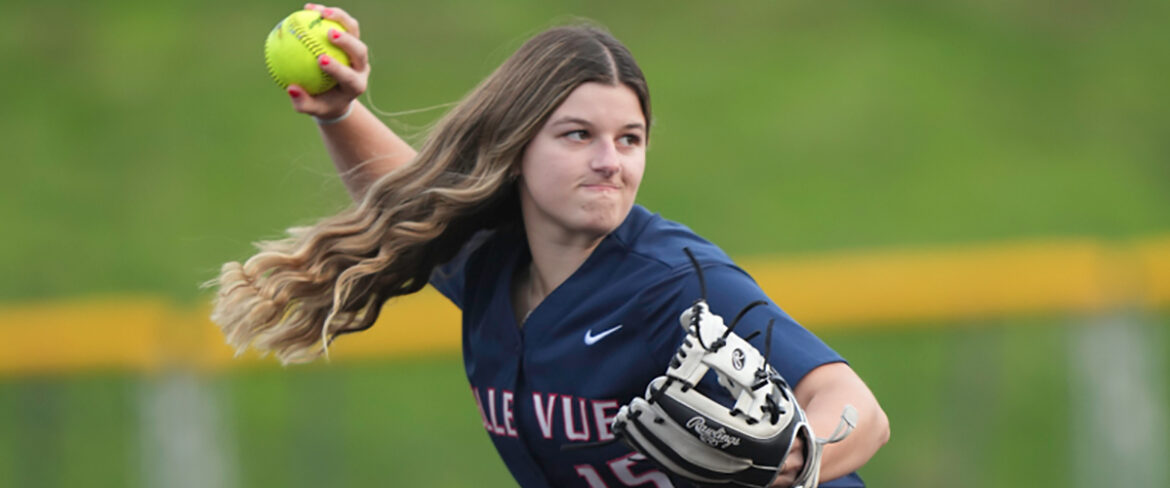 Bellevue's Olivia Boures winding up for a long throw.