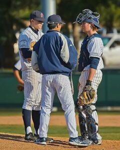Mark Yoshino makes a visit to the mound