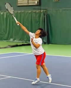 Jessie Han won #2 singles and #1 doubles against Spokane.