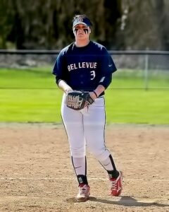 Payton Gibbs did it all this weekend in the circle and at the plate in Bellevue's 6-0 run at the Inter-Region Invite. photo by Rich Dworkis.