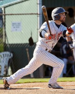 Austin Pinorini had 3 RBI's in game one and had a big 2 RBI single in game two in the season opener. photo by Rich Dworkis. 