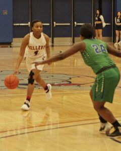 Aamira Turner had 12 points in the loss at Skagit Valley. photo by Jim Hoehn.