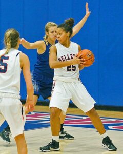 Brenda Akoto had 19 points and 10 rebounds in the third place game at the Skagit Valley Tourney. photo by Rich Dworkis.