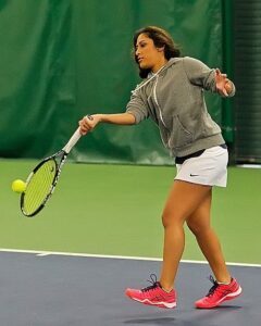 Marissa Kirk won #2 singles and #1 doubles for BC. photo by Rich Dworkis. 